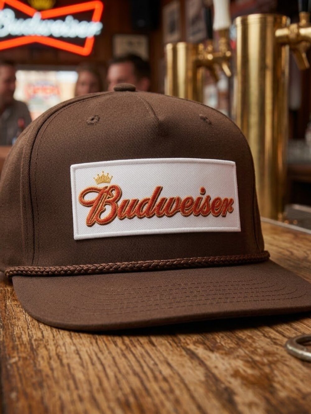 Retro Budweiser Hat Beer King of Beers Patch Brown Cloth OTTO Rope Snapback Cap